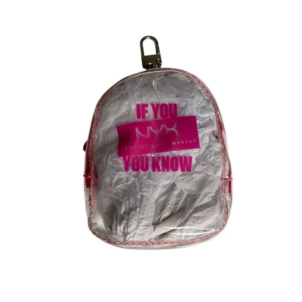 NYX Mini Backpack Keychain Clear Pink Makeup Bag Small Travel Pouch Cosmetics